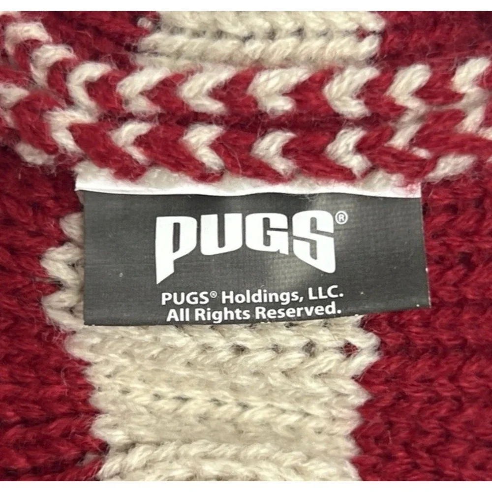 Pugs Patriotic Beanie Cap Red‎ White Blue Stars & Stripe Large Pom Pom - Unisex-